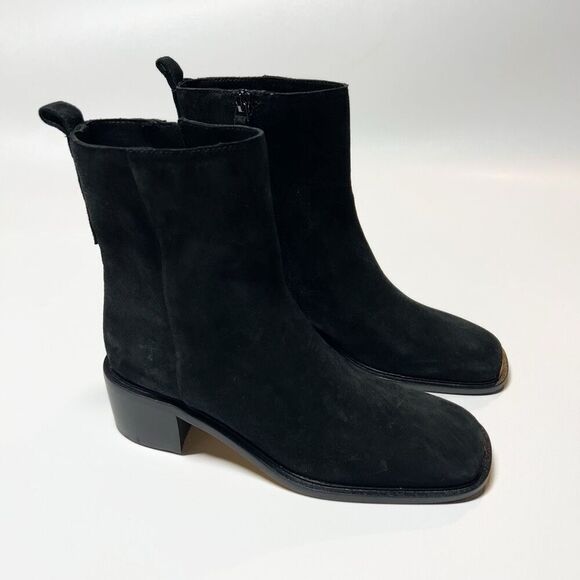 Everlane The City Boot in Black Suede Square Toe Size 7.5 New - Picture 5 of 16